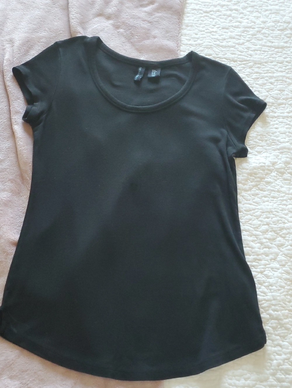 Cynthia Rowley Black Short Sleeve Scoop Neck Tee